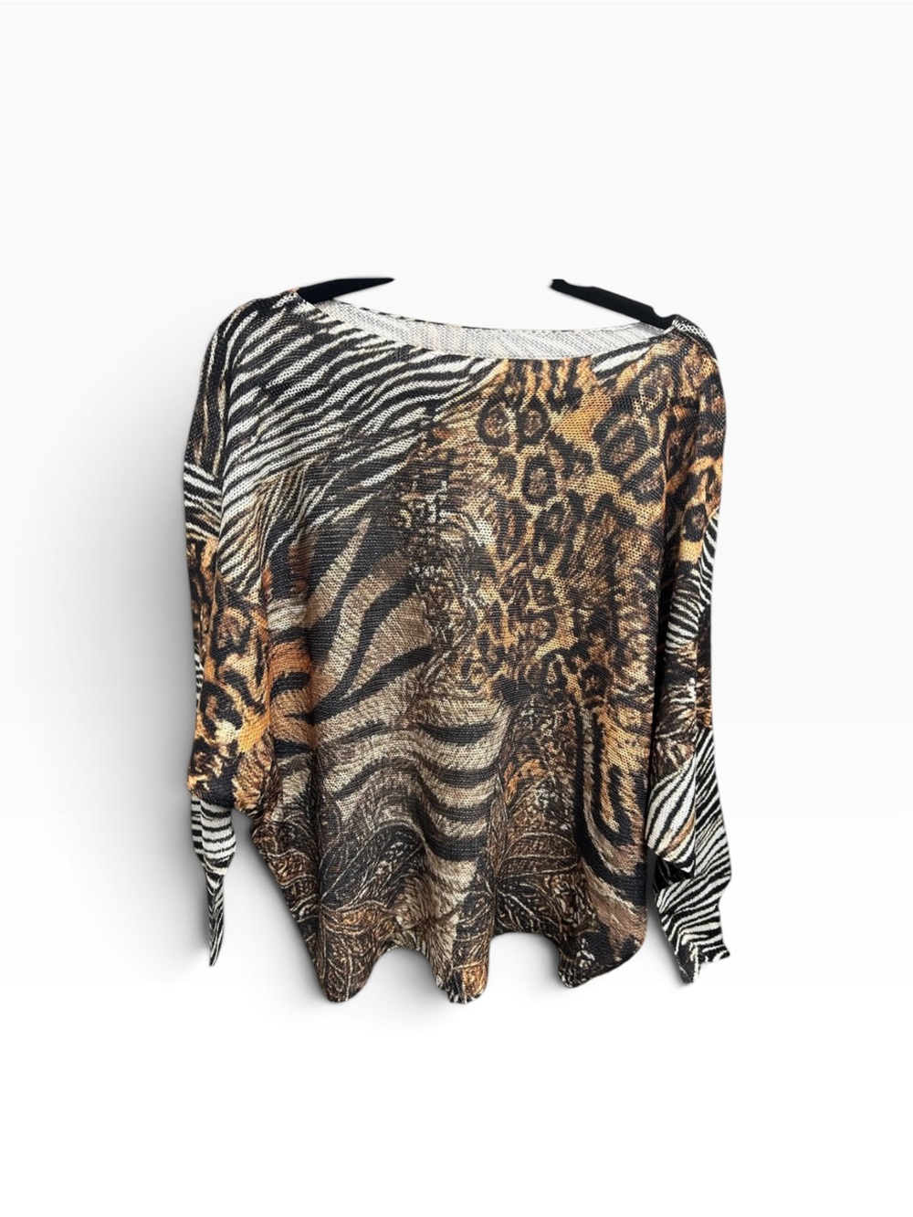 Italian Made Viscose Blend Mixed Animal Print Women's Lightweight Knit Sweater